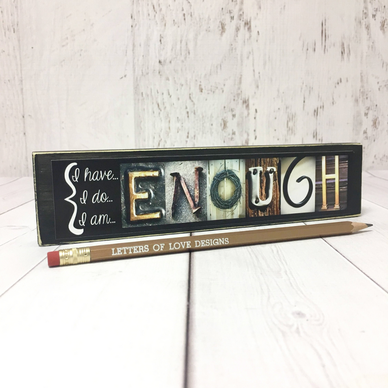 Word Block | I am Enough. I do Enough. I have Enough. Word Block | Medium Size | Alphabet Photo Letter Art | Stackable and Easy to Display | Made by a Professional Photographer | Easy Home Decor | Pictures May Vary