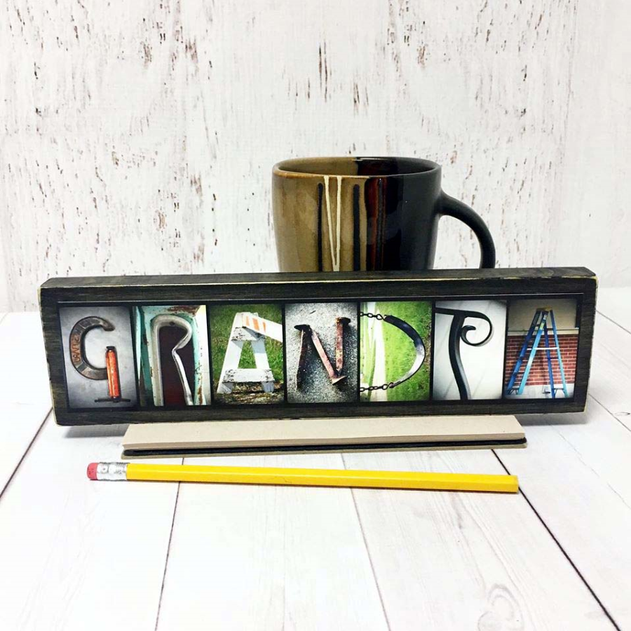 Grandpa Word Block | Multiple Sizes | Alphabet Photo Letter Art | Made in Raymond, NE | Letters of Love Designs