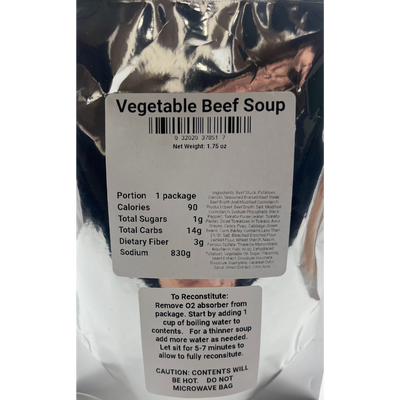 Freeze Dried Soup | Vegetable Beef Soup | 1.75 oz. | Hearty Meal | Just Add Water | Made With Wholesome Ingredients | 2 Pack | Shipping Included