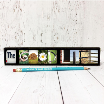 The Good Life Word Block | Medium Size | Alphabet Photo Letter Art | Stackable and Easy to Display | Made by a Professional Photographer | Easy Home Decor | Pictures May Vary | Customizeable Word Block