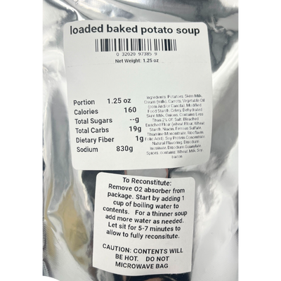 Freeze Dried Soup | Loaded Baked Potato Soup | 1.25 oz. | 3 Pack | Shipping Included | Just Add Water | College Meal Idea