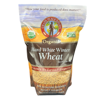 One 2 Pound Bag Of Organic Hard White Winter Wheat On A Clear Background