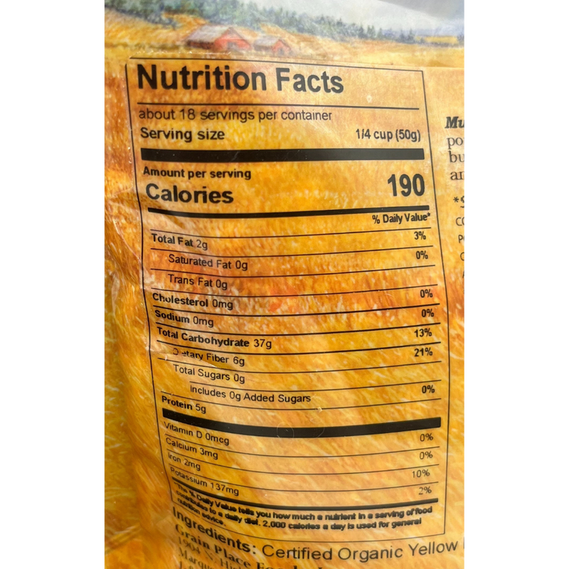 Nutrition Label For Organic Mushroom Popcorn