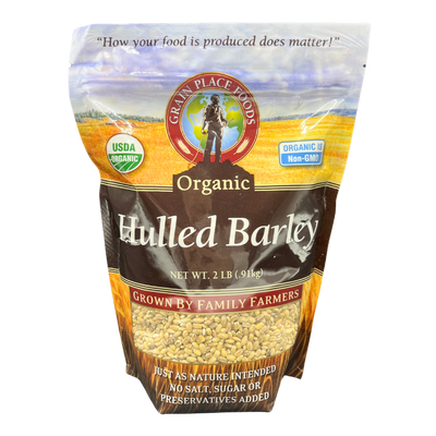 One 2 Pound Bag Of Organic Hulled Barley On A Clear Background