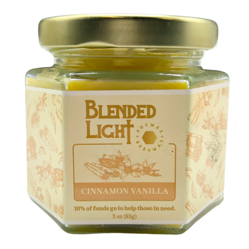 Cinnamon Vanilla Scented Candle | 3 oz. & 7 oz. Size Options | Winter Aroma | Cinnamon Vanilla Candle | Candle With a Purpose | Partial Funds Help Those in Need | Long-Lasting Wick Life | Nebraska Candle | Soy & Beeswax