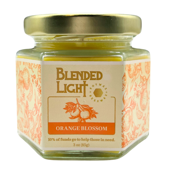 Orange Blossom Scented Candle | Choose Your Size | Beeswax | Blooming, Citrus Aroma | Made in Kearney, NE | Blended Light