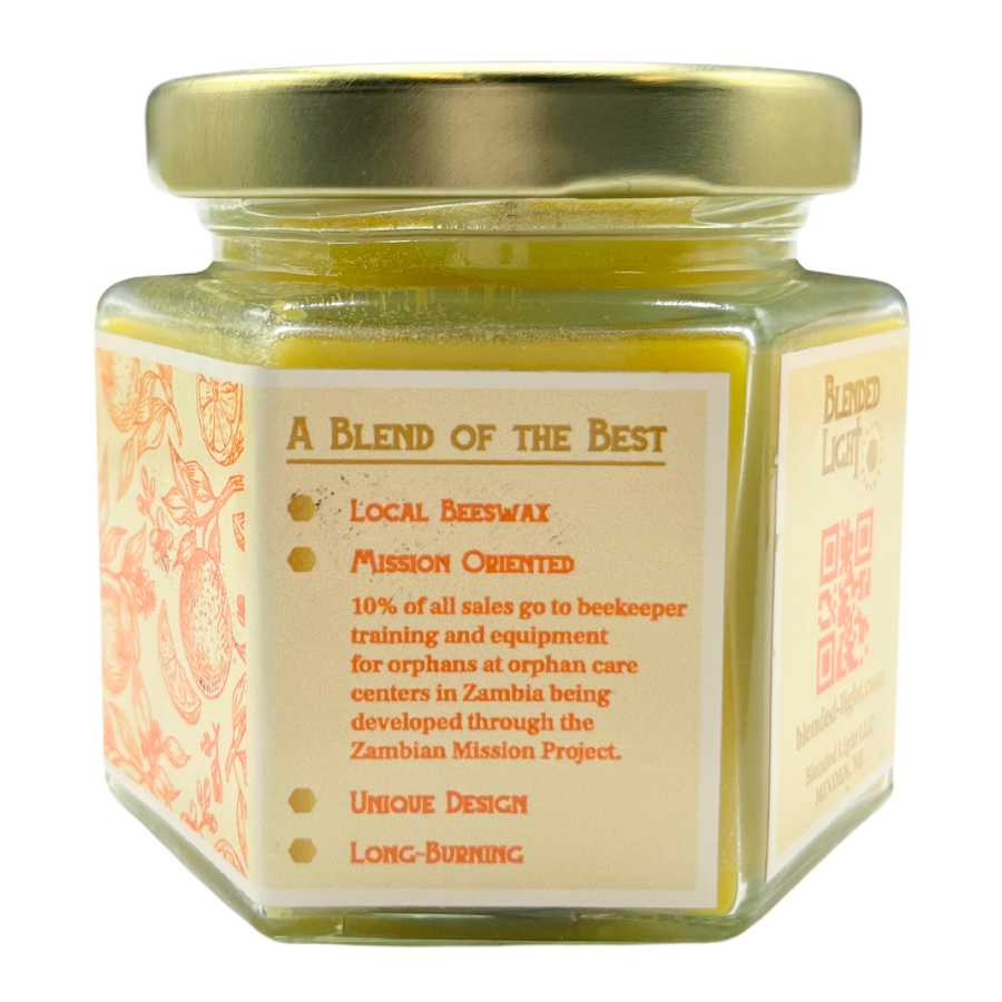 Orange Blossom Scented Candle | 3 oz. & 7 oz. Size Options | Blooming Orange Blossom Aroma | Bring the Outside in Every Day | Candle With a Purpose | Partial Funds Help Those in Need | Long-Lasting Wick Life | Nebraska Candle | Soy & Beeswax
