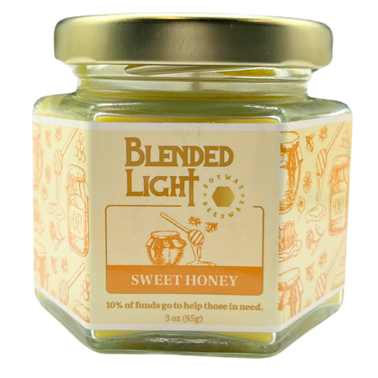 Sweet Honey Scented Candle | Choose Your Size | Soy & Beeswax | Delightful Aroma | Made in Kearney, NE | Blended Light