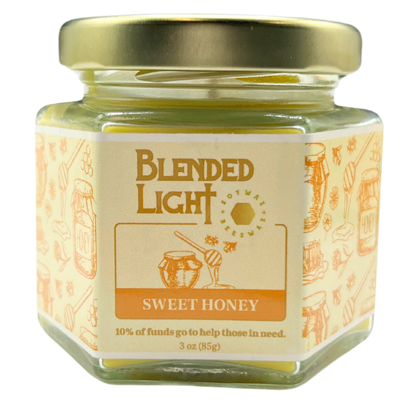 Sweet Honey Scented Candle | 3 oz. & 7 oz. Size Options | Sweet Honey Aroma | Candle With a Purpose | Partial Funds Help Those in Need | Long-Lasting Wick Life | Nebraska Candle | Soy & Beeswax