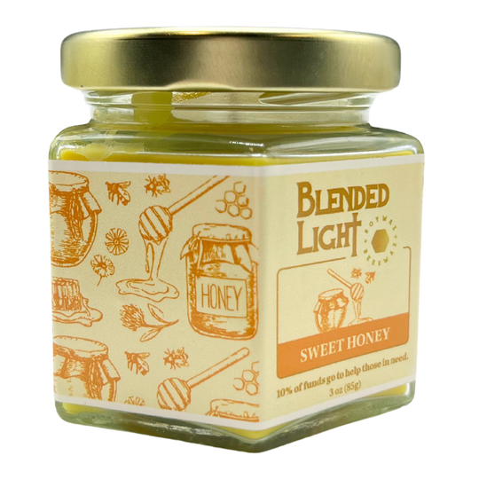 Sweet Honey Scented Candle | Choose Your Size | Soy & Beeswax | Delightful Aroma | Made in Kearney, NE | Blended Light