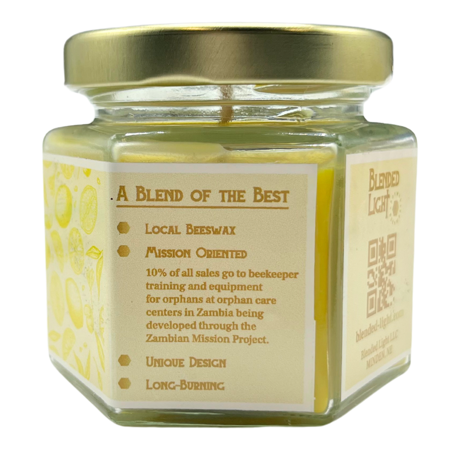Lemon Scented Candle | 3 oz. & 7 oz. Size Options | Fresh Lemon Aroma | Candle With a Purpose | Partial Funds Help Those in Need | Long-Lasting Wick Life | Nebraska Candle | Soy & Beeswax