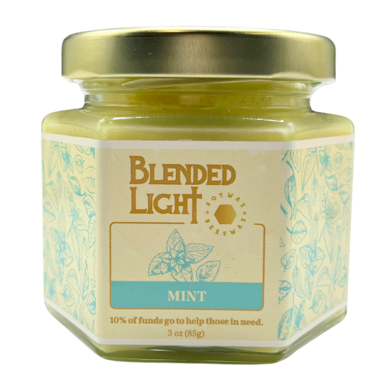 Mint Scented Candle | 3 oz. & 7 oz. Size Options | Fresh Picked Mint Aroma | Candle With a Purpose | Partial Funds Help Those in Need | Long-Lasting Wick Life | Nebraska Candle | Soy & Beeswax
