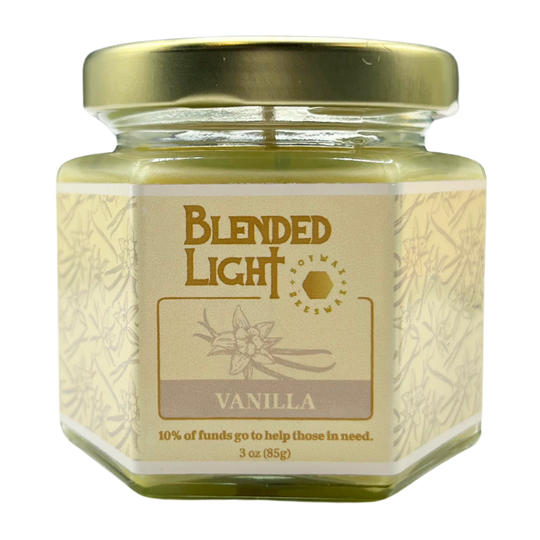 Vanilla Scented Candle | Choose Your Size | Soy & Beeswax | Authentic Vanilla Aroma | Made in Kearney, NE | Blended Light