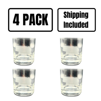 Nebraska Etched Double Old Fashioned Glass 4 Pack Shipping Included