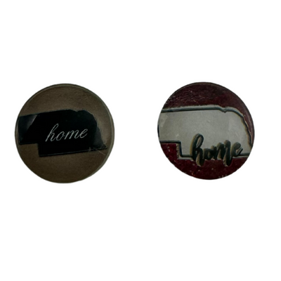 2 Home Magnets With Nebraska State Outline Red and Tan