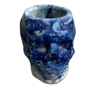 Blue Skull Cement Pottery 