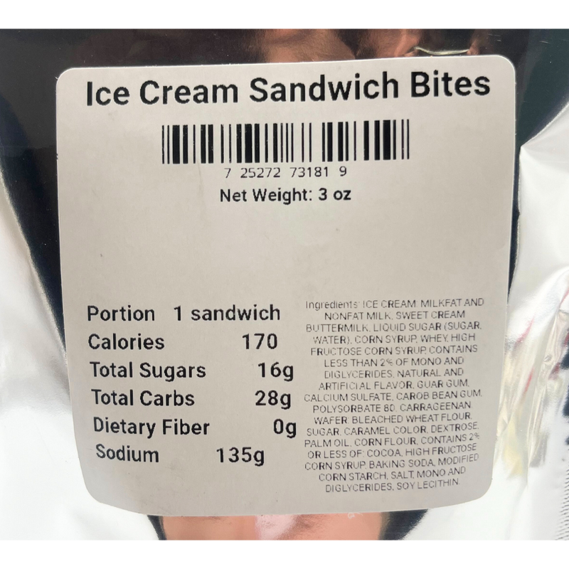 Freeze Dried Ice Cream Sandwich Bites | 3 oz. Bag | Astronaut Food | Melt & Mess-Free | Space Dessert | Creamy Vanilla Ice Cream | Ice Cream Topping