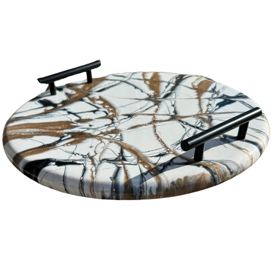 Side View Black Gold White Lazy Susan