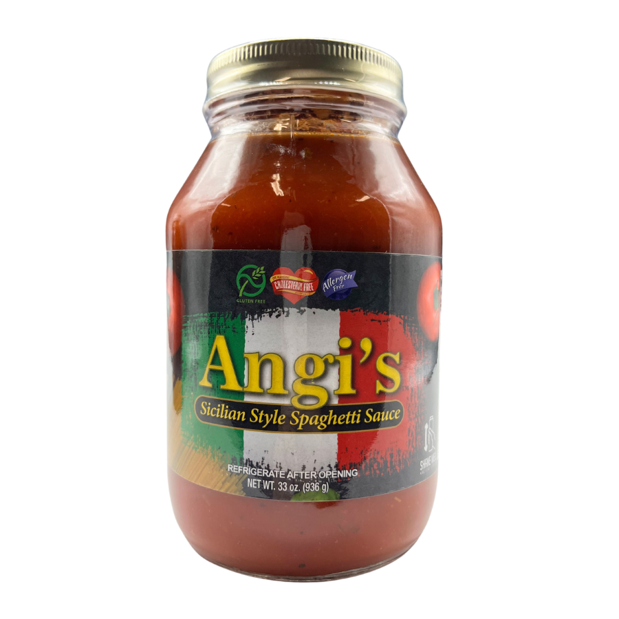 Angi's Sicilian Style Spaghetti Sauce | Single Jar | Healthy Spaghetti Sauce | Gluten, Allergen, & Cholesterol Free | Nebraska Spaghetti Sauce
