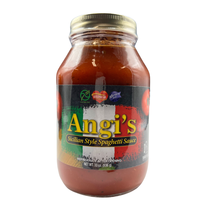 Angi's Sicilian Style Spaghetti Sauce | Single Jar | Healthy Spaghetti Sauce | Gluten, Allergen, & Cholesterol Free | Nebraska Spaghetti Sauce