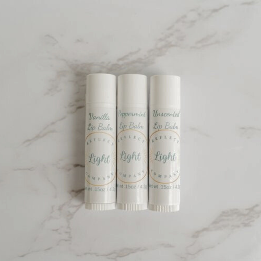 Chapstick Trio Peppermint Unscented Vanilla Label