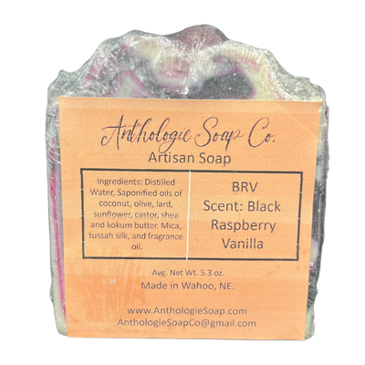 Hand Crafted Artisan Bar Soap | 5.3 oz. | Vanilla & Black Raspberry Swirls | Leaves Skin Feeling Smooth & Clean | Elevate Your Skin Health | 3 Pack | Shipping Included