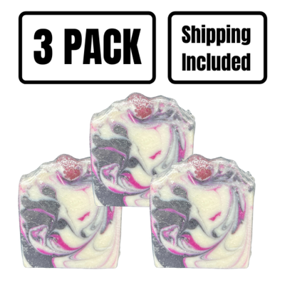Hand Crafted Artisan Bar Soap | 5.3 oz. | Vanilla & Black Raspberry Swirls | Leaves Skin Feeling Smooth & Clean | Elevate Your Skin Health | 3 Pack | Shipping Included