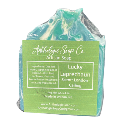 Hand Crafted Artisan Bar Soap | Lucky Leprechaun  | London Calling Scent | Natural Ingredients | 5.3 oz. Bar | Perfect Blend Of Mint, Ginger, & Clove | Exfoliating Soap | Leaves Skin Glowing