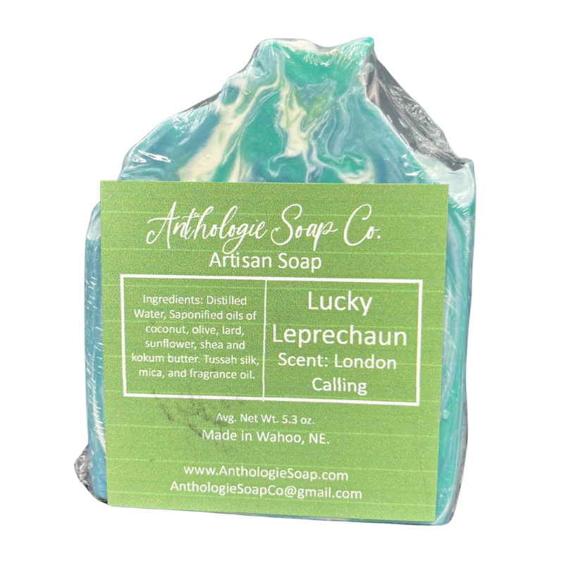 Hand Crafted Artisan Bar Soap | Lucky Leprechaun | 5.3 oz. Bar | Captivating Mint, Ginger, & Clove Fragrance | Conditions Skin | 6 Pack | Shipping Included