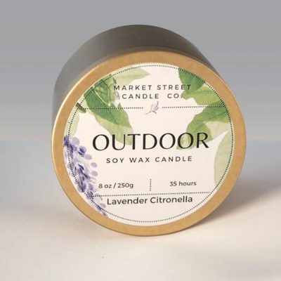 Outdoor Citronella Candle | Lavender | 8 oz. | Soy Wax | Long-Lasting Wood Wick | Essential Oil Infused | Pest & Bug Repellant