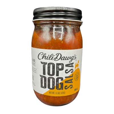 Mild Salsa | Top Dog | 15.5 oz. Jar | Chili Dawg's | Mild Spice | Made With Fresh, Vine-Ripened Tomatoes | Big Flavor Small Bite