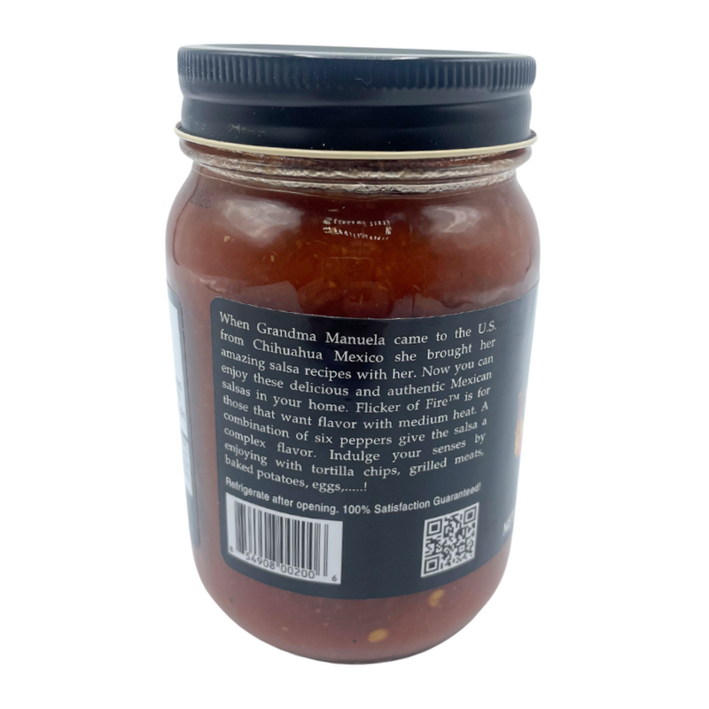 Mild Salsa | Salsa With A Kick | 6 Pack | Flicker Of Fire | No Preservatives | Medium Heat Salsa | Authentically Crafted | Burst Of Fresh, Spicy Tomato Flavor | Shipping Included