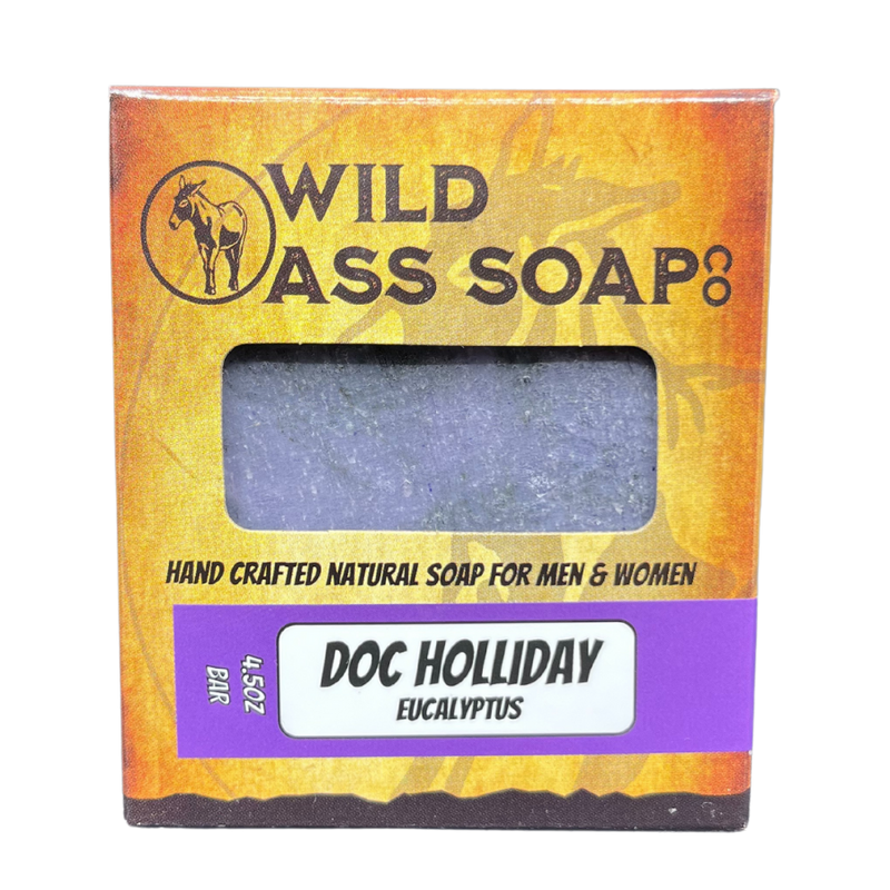 All Natural Soap | Doc Holiday | Eucalyptus Scent | 6 Pack | Made in Small Batches | Soap for Dry Skin | 4.5 oz. Bar | Shipping Included