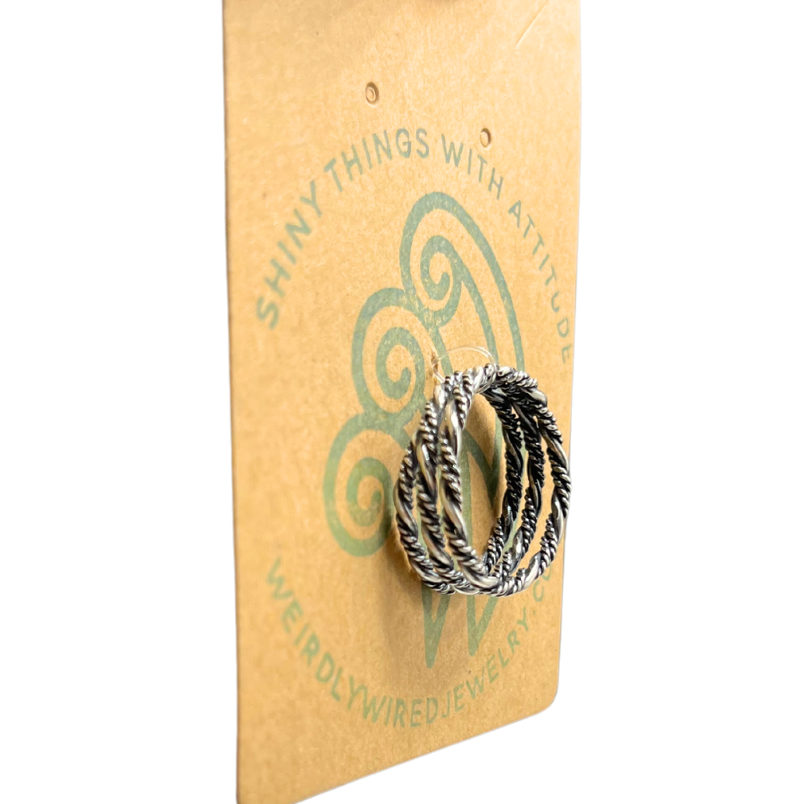 Sterling Silver Ring | Size 9.5 | Three Wraps Twisted | Simple, Elegant Ring | Made in Bellevue, NE | Weirdly Wired Jewelry