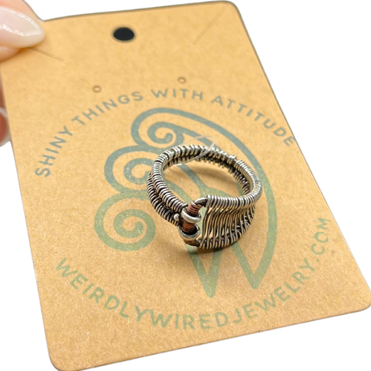 Wire Wrapped Sterling Silver Ring | Size 7 | Order Your Size | Elegant Copper Accent | Perfect For Any Outfit Or Night Out | Simple, Casual Ring For Women