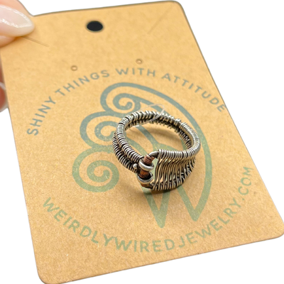 Wire Wrapped Sterling Silver Ring | Size 7 | Order Your Size | Elegant Copper Accent | Perfect For Any Outfit Or Night Out | Simple, Casual Ring For Women