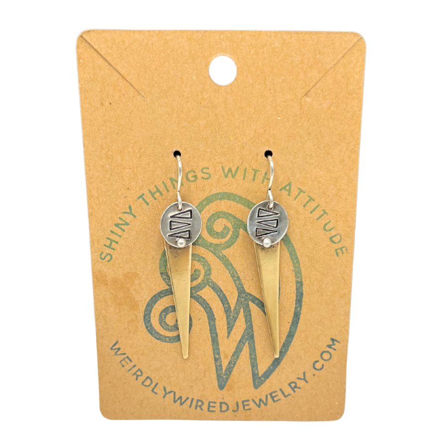 Mixed Metals Stamped Earrings | Silver & Brass | Full of Movement | Made in Bellevue, NE | Weirdly Wired Jewelry