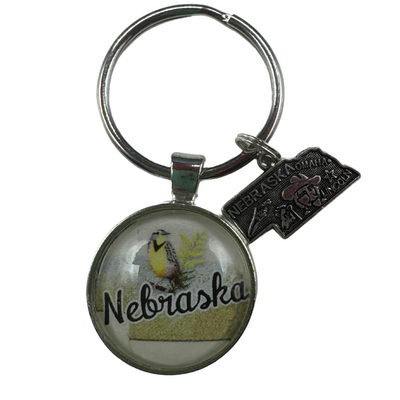 Nebraska Meadowlark Keychain Tan