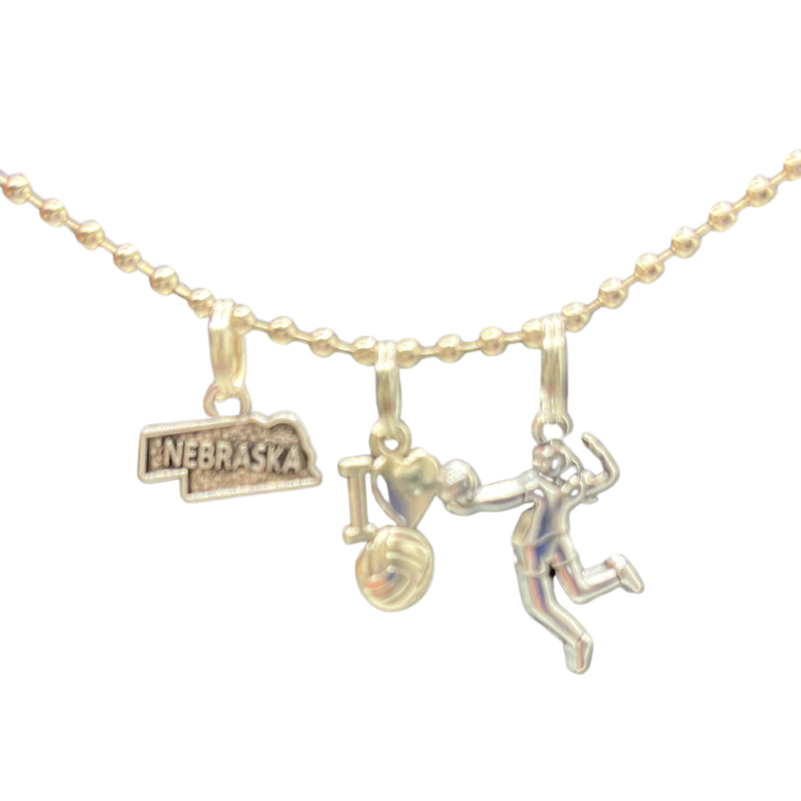 Nebraska Charm Necklace Volleyball