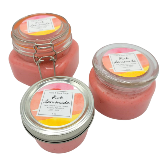 Pink Lemonade Hand & Body Scrub | Organic Scrub | Relieves Pores | Skin Exfoliator | Made in Ravenna, NE | Nutt Family