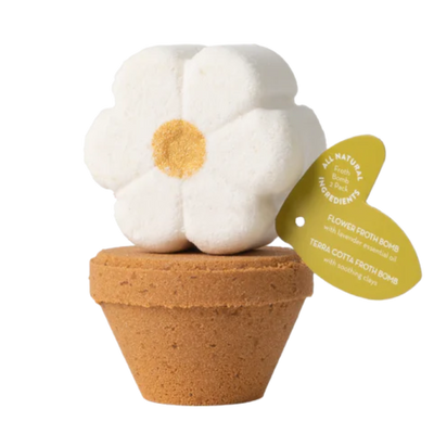Flower Pot Froth Bomb | Perfect Gift | Relaxing | Floral | Crafted With Lavender Essential Oils | Made With Soothing Clays | Fizzling Soap Bomb For Bath Time | Made in Nebraska | Perfect Combination Of Bubble Fizz and Bubble Bath