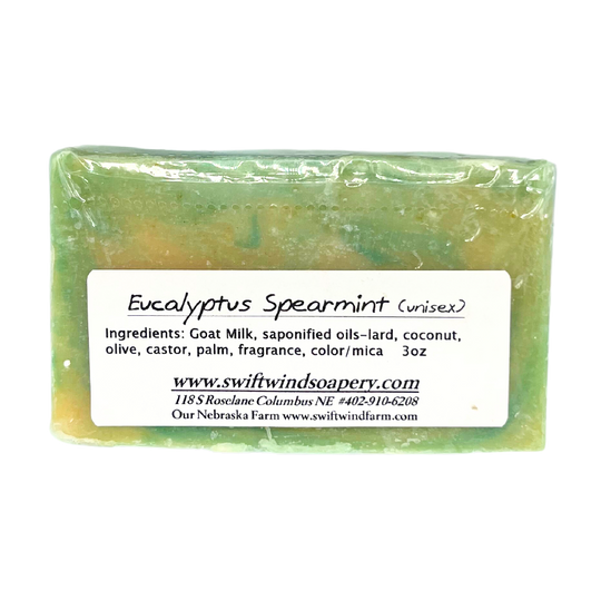 Goat Milk Soap | Eucalyptus Spearmint Soap Bar | Handmade in the Heartland | 3 oz. | Fresh Mint Scent | Cleansing | Leaves Skin Smelling and Feeling Clean | Body Wash Soap Bar | Nebraska Goat Milk Soap | Packed with Important Vitamins and Minerals