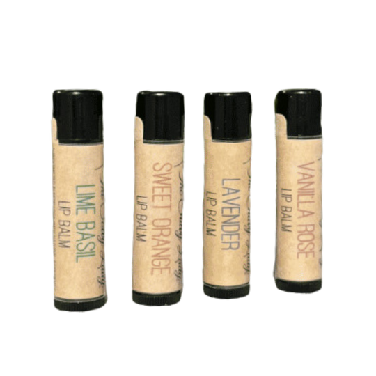 Lip Balm | 4 pack  | Includes Sweet Orange, Vanilla Rose, Lime Basil, And Lavender Scents | Relieves Chapped Lips | Infused with Healing Agents | Leaves Lips Soft and Smooth | All Natural Ingredients | Nebraska Lip Balm