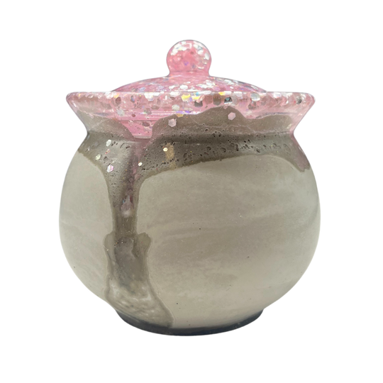 Sparkly Jar With Lid | Perfect For Jewelry, Cosmetics, Or Storage Needs | Made With Durable, Long-Lasting Concrete | Nebraska-Made | Cute Touch To Your Desk Or Vanity