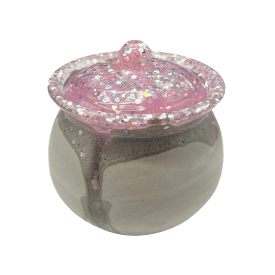 Sparkly Jar With Lid | Perfect For Jewelry, Cosmetics, Or Storage Needs | Made With Durable, Long-Lasting Concrete | Nebraska-Made | Cute Touch To Your Desk Or Vanity