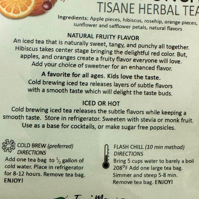 Label of Hibiscus Fruit Punch Tea N More
