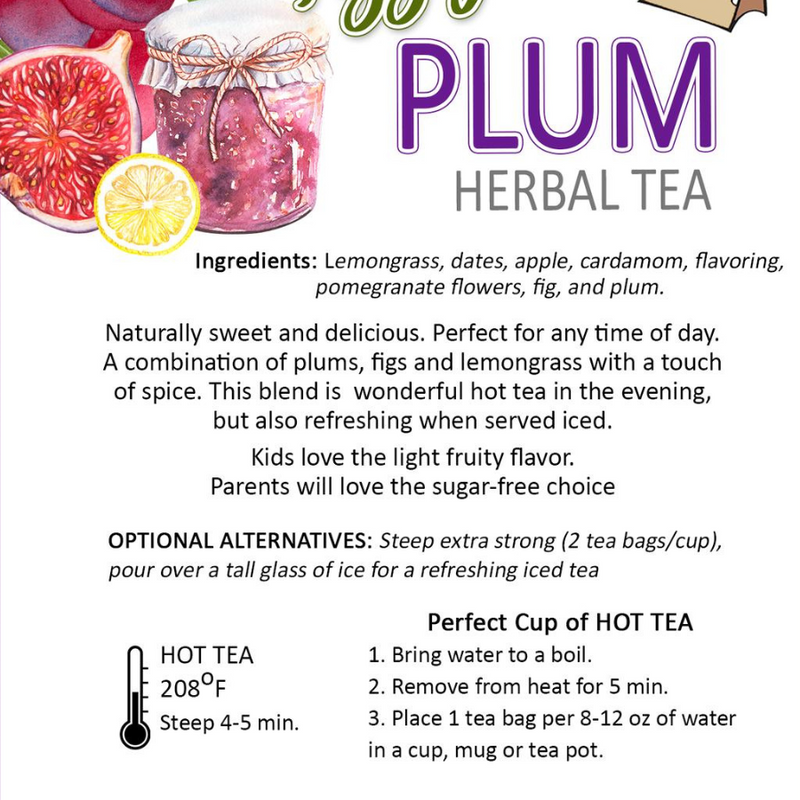 Label Figgy Plum Herbal Tea by Tea N More
