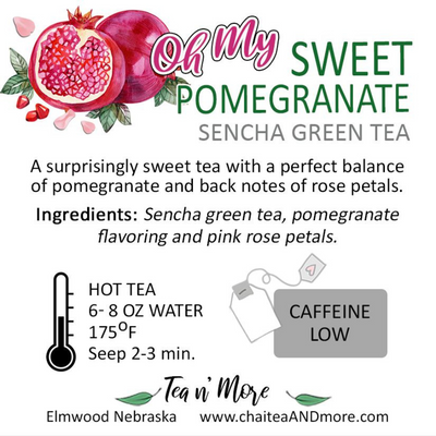 Oh My Sweet Pomegranate Sencha Green Tea Label