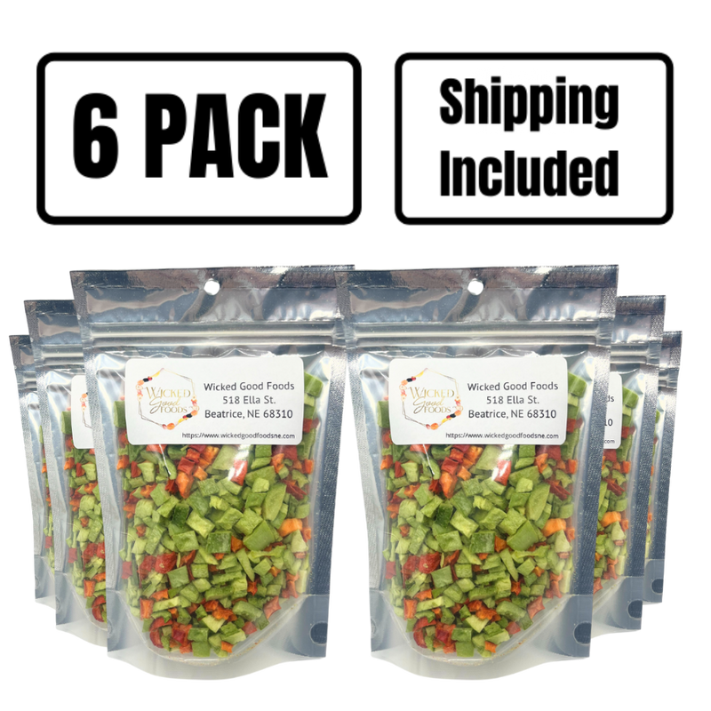 Freeze Dried Veggies | Bell Pepper Medley | Multi-Colored | 1.5 oz. Bag | Perfect Casserole, Soup, Or Salad Additive | 6 Pack | Shipping Included
