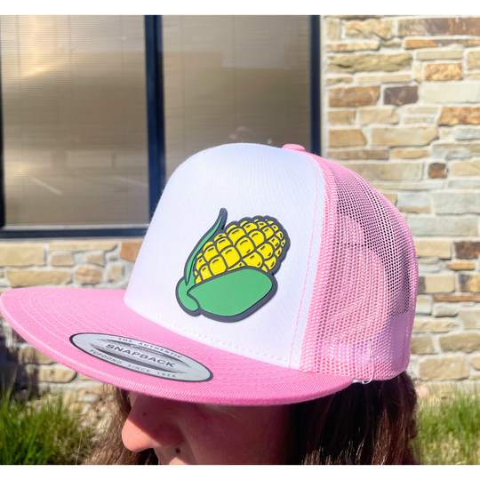 Ball Cap | Trucker Hat With Corn Design | Multiple Colors | Mesh & Breathable Material | Unisex Hat | Adjustable | Nebraska Hat